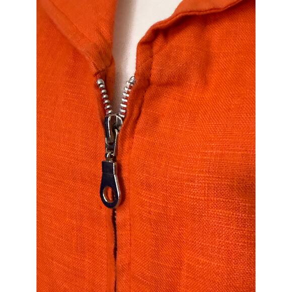 NY sake 100% linen sleeveless shift 3/4 zip zip pockets midi womens size 14 - Picture 6 of 11